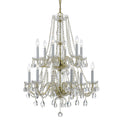 12 Light Polished Brass Swarovski Spectra Crystal Chandelier Polished Brass