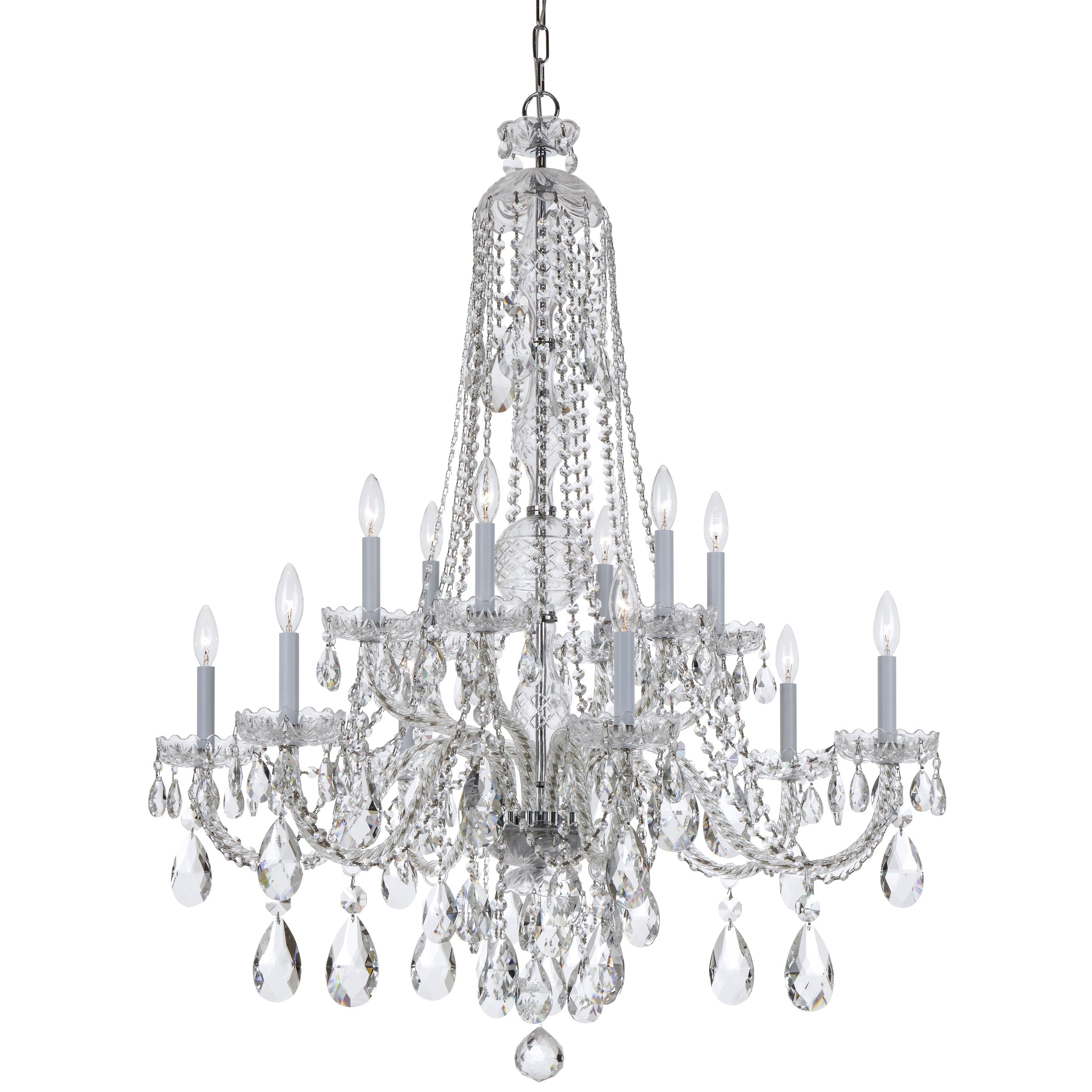 12 Light Chrome Swarovski Spectra Crystal Chandelier Chrome