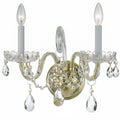 2 Light Polished Brass Swarovski Spectra Crystal Wall Sconce