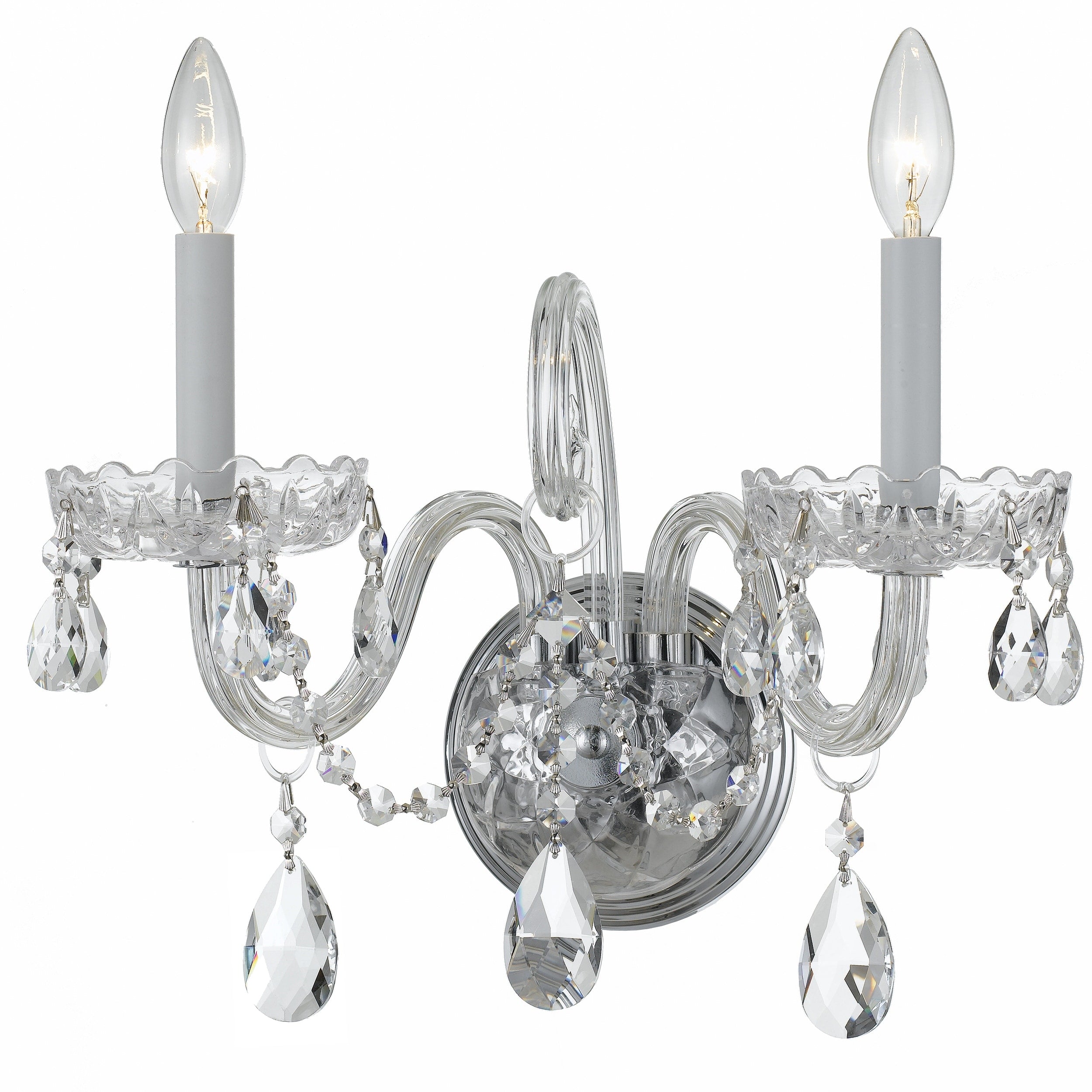 Crystorama Traditional Crystal 2 Light Polished Chrome Swarovski Strass Crystal Wall Sconce