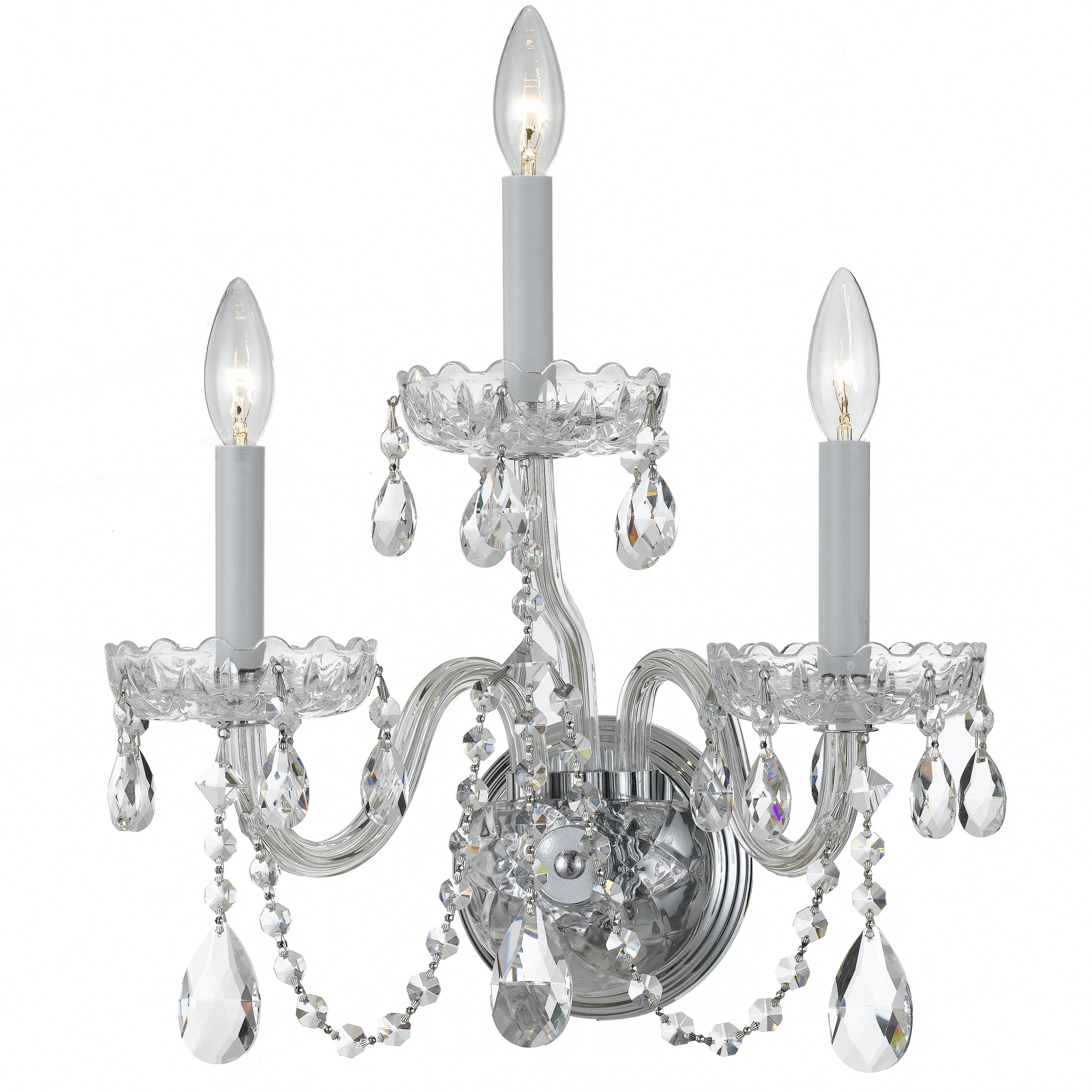 Crystorama Traditional Crystal 3 Light Polished Chrome Crystal Wall Sconce