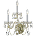 3 Light Polished Brass Swarovski Spectra Crystal Wall Sconce