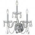 Crystorama Traditional Crystal 3 Light Polished Chrome Swarovski Strass Crystal Wall Sconce