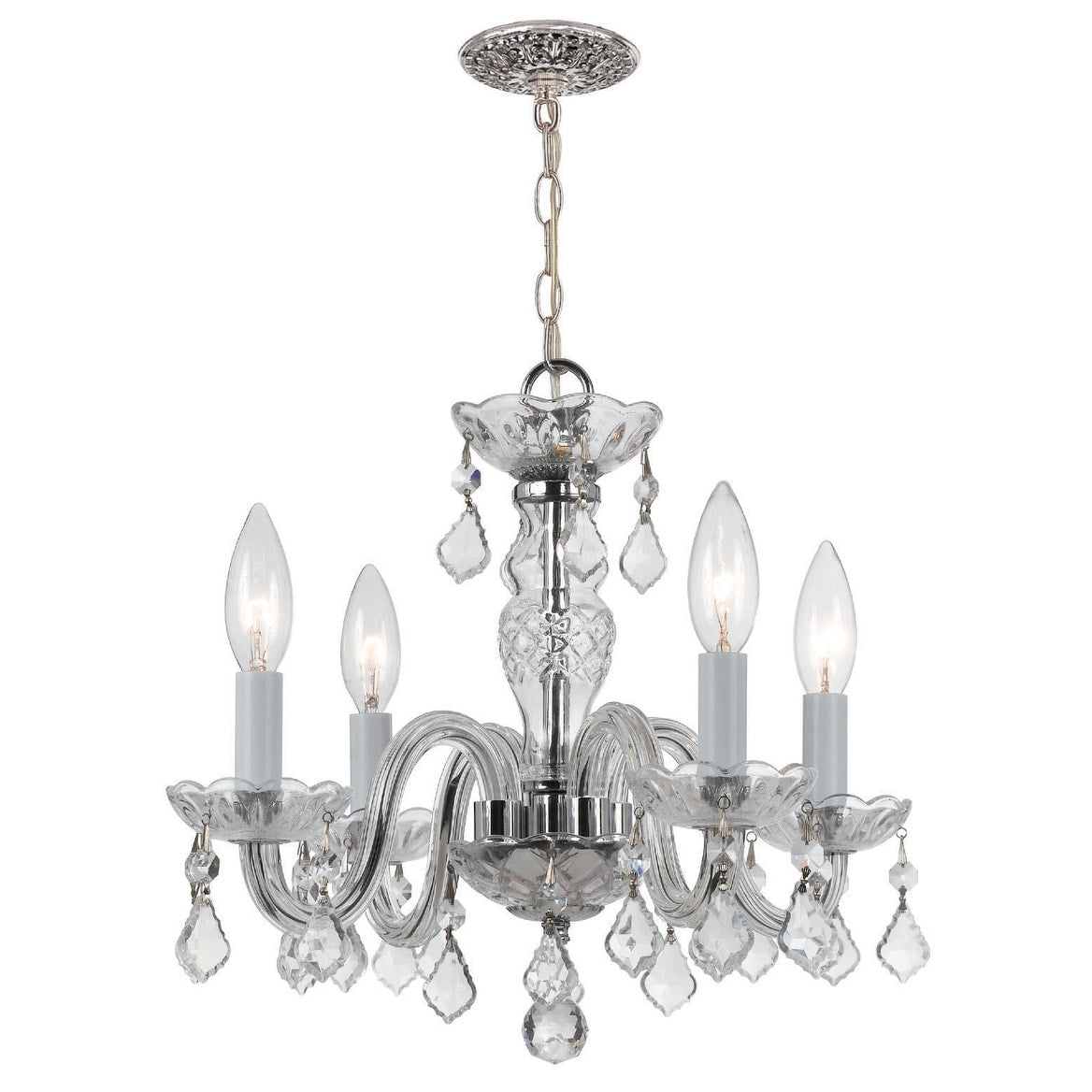 4 Light Polished Chrome Swarovski Spectra Crystal Mini Chandelier Polished Chrome