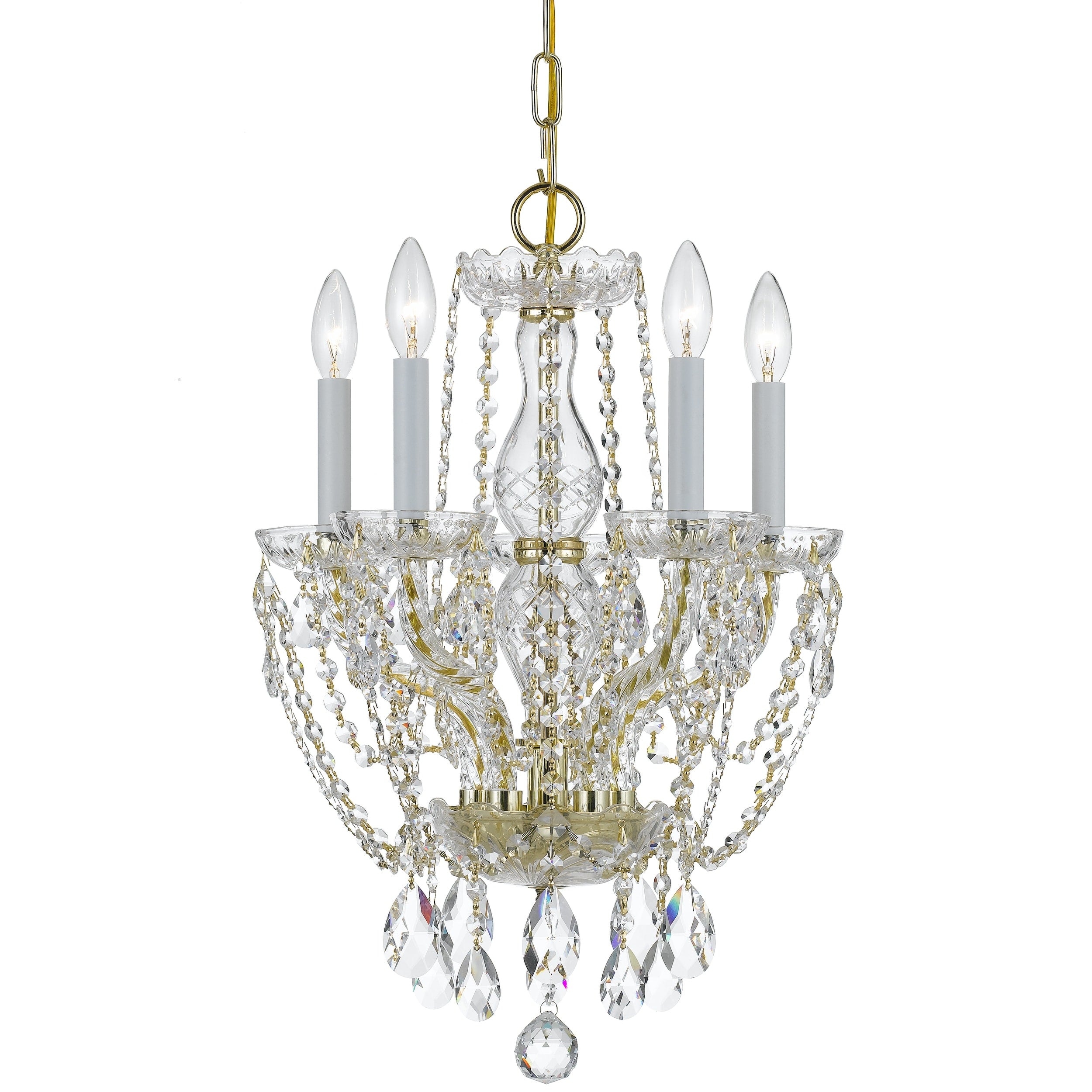 5 Light Brass Crystal Chandelier Brass