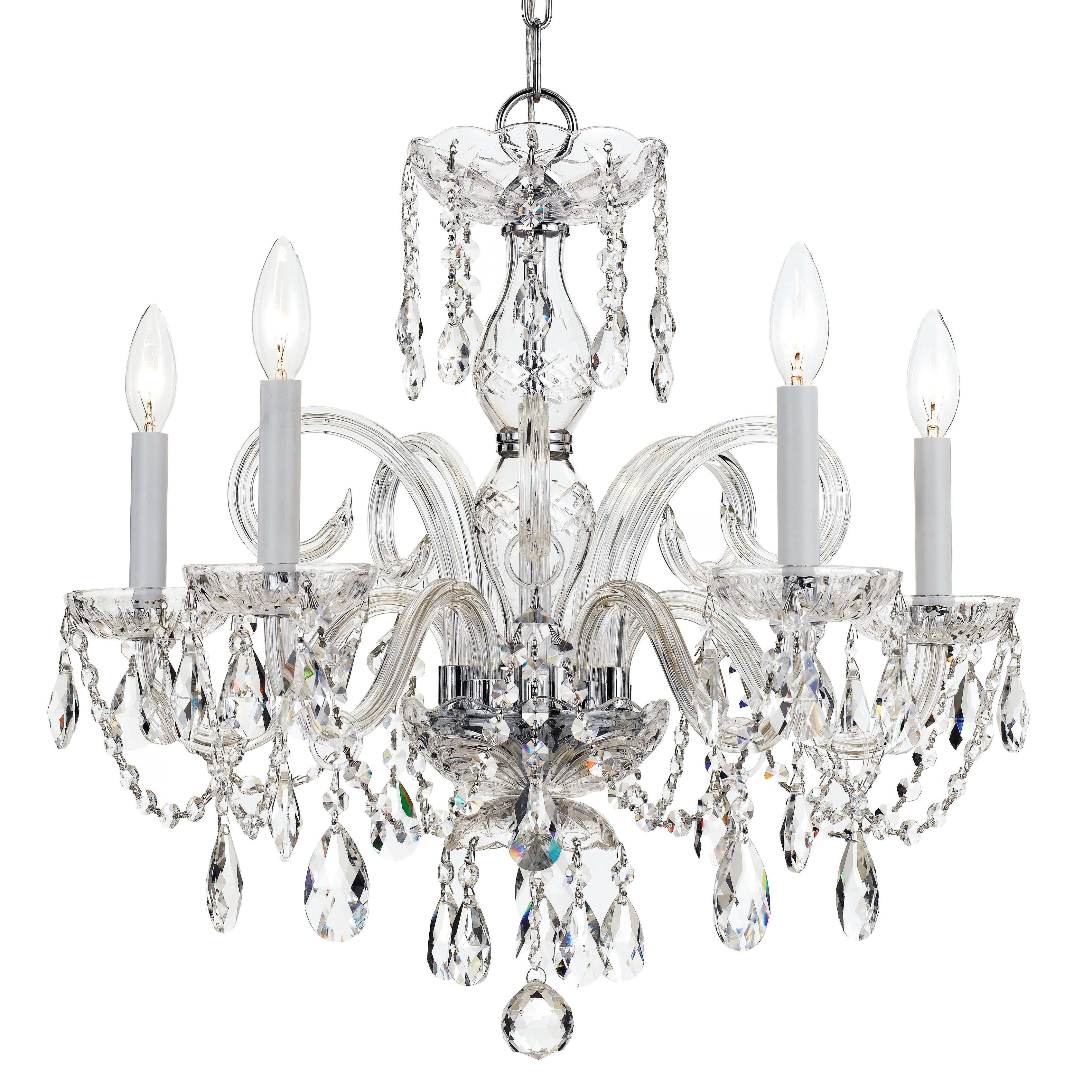 5 Light Polished Chrome Swarovski Spectra Crystal Chandelier Polished Chrome