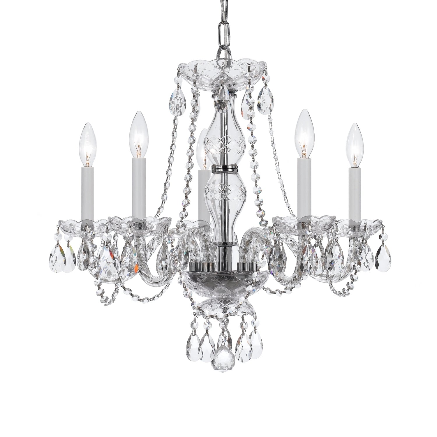 5 Light Polished Chrome Swarovski Spectra Crystal Chandelier Polished Chrome