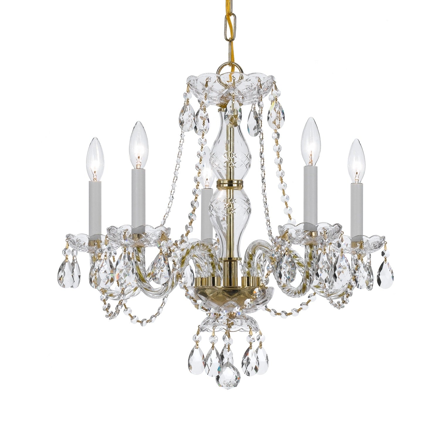 Crystorama Traditional Collection 5 Light Polished Brass Swarovski Strass Crystal Chandelier