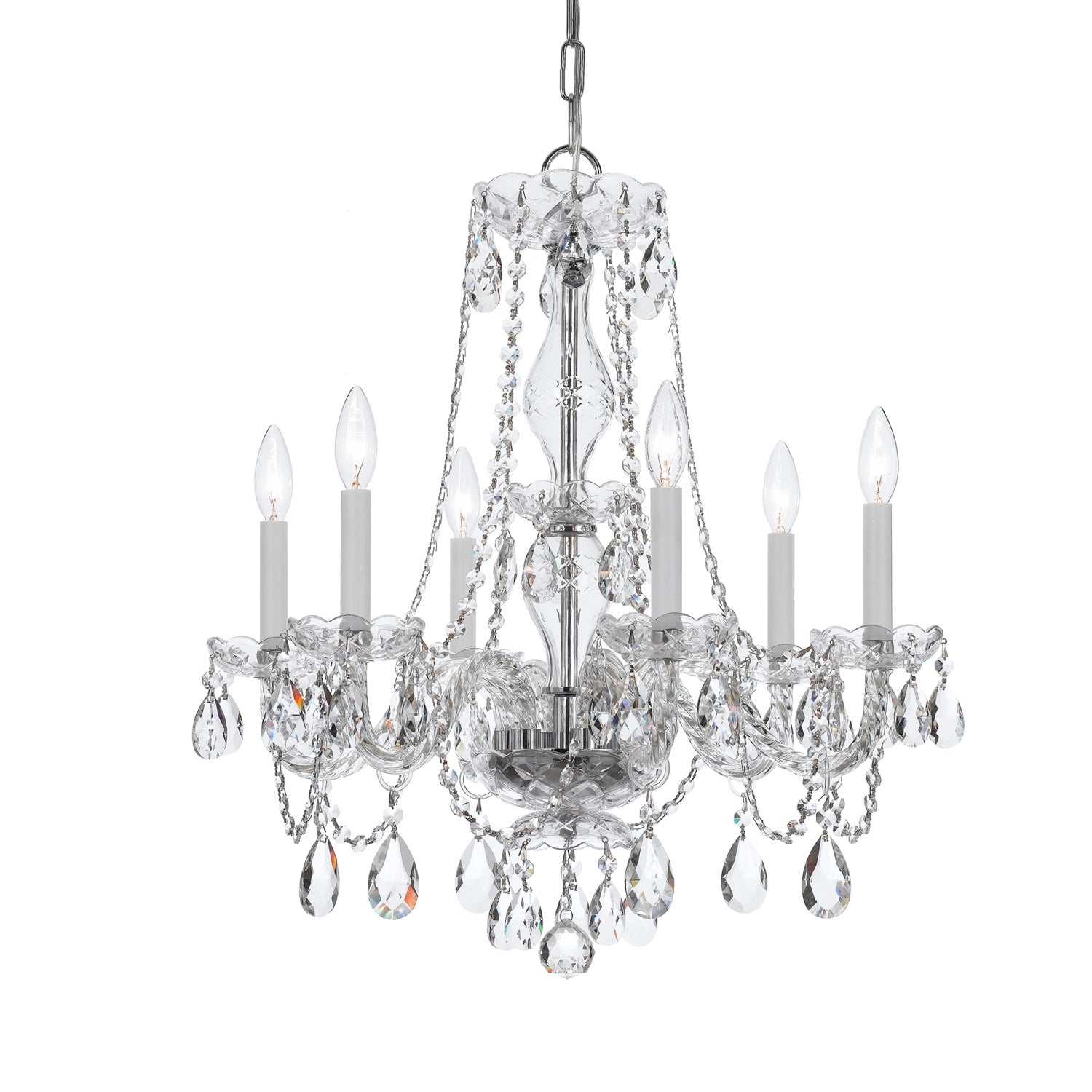 6 Light Polished Chrome Swarovski Strass Crystal Chandelier Polished Chrome