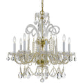 8 Light Brass Crystal Chandelier Polished Brass