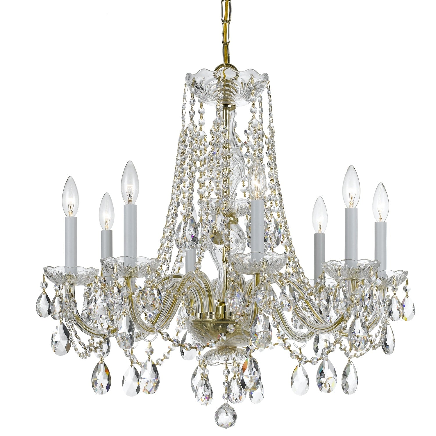 Crystorama Traditional Crystal 8 Light Brass Crystal Chandelier Polished Brass