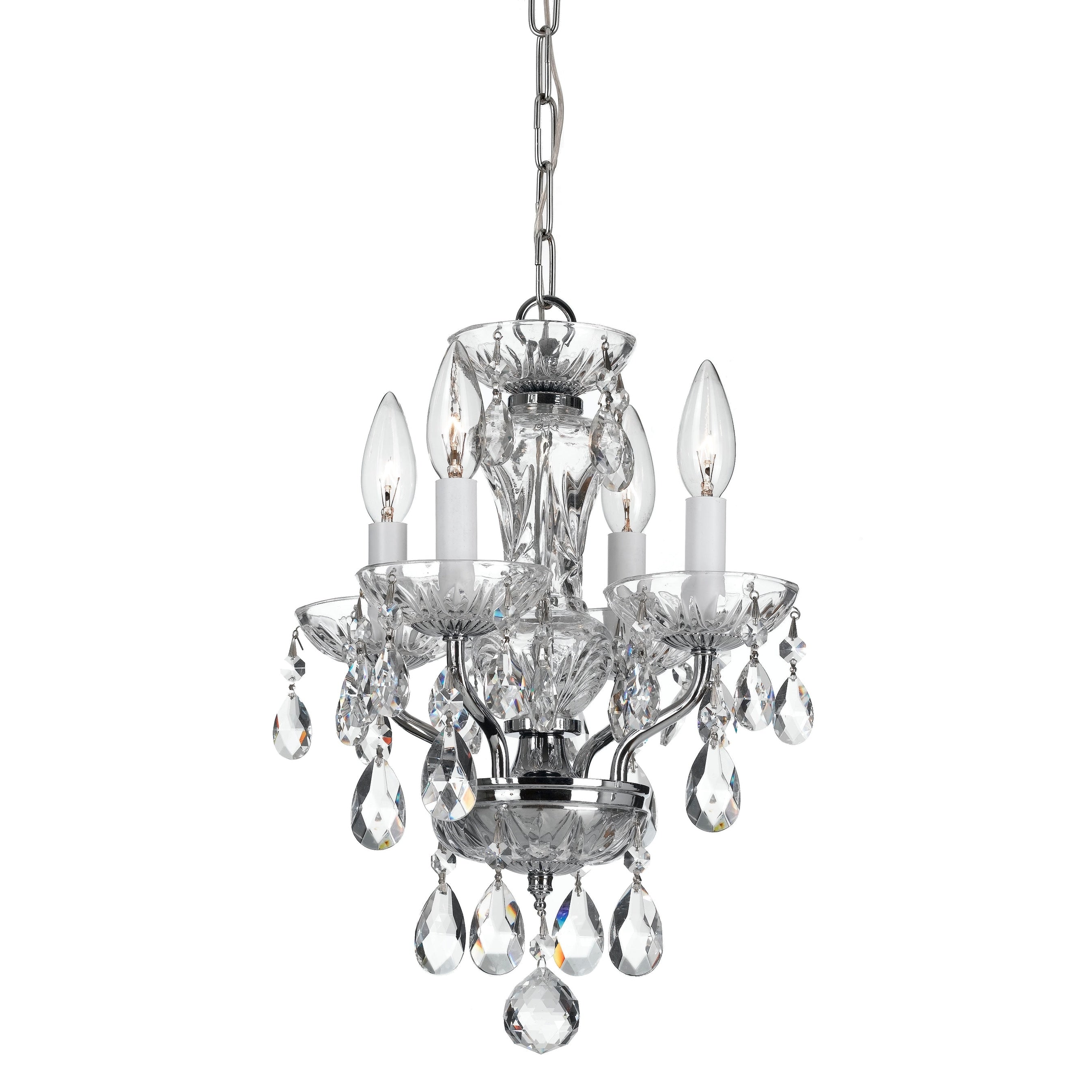 4 Light Chrome Swarovski Spectra Crystal Mini Chandelier