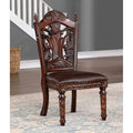 Traditional Decorative Side Chairs Set Brown Cherry Finish