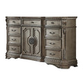 Traditional Dresser With 2 Door Storage And Molded Details Antique Silver