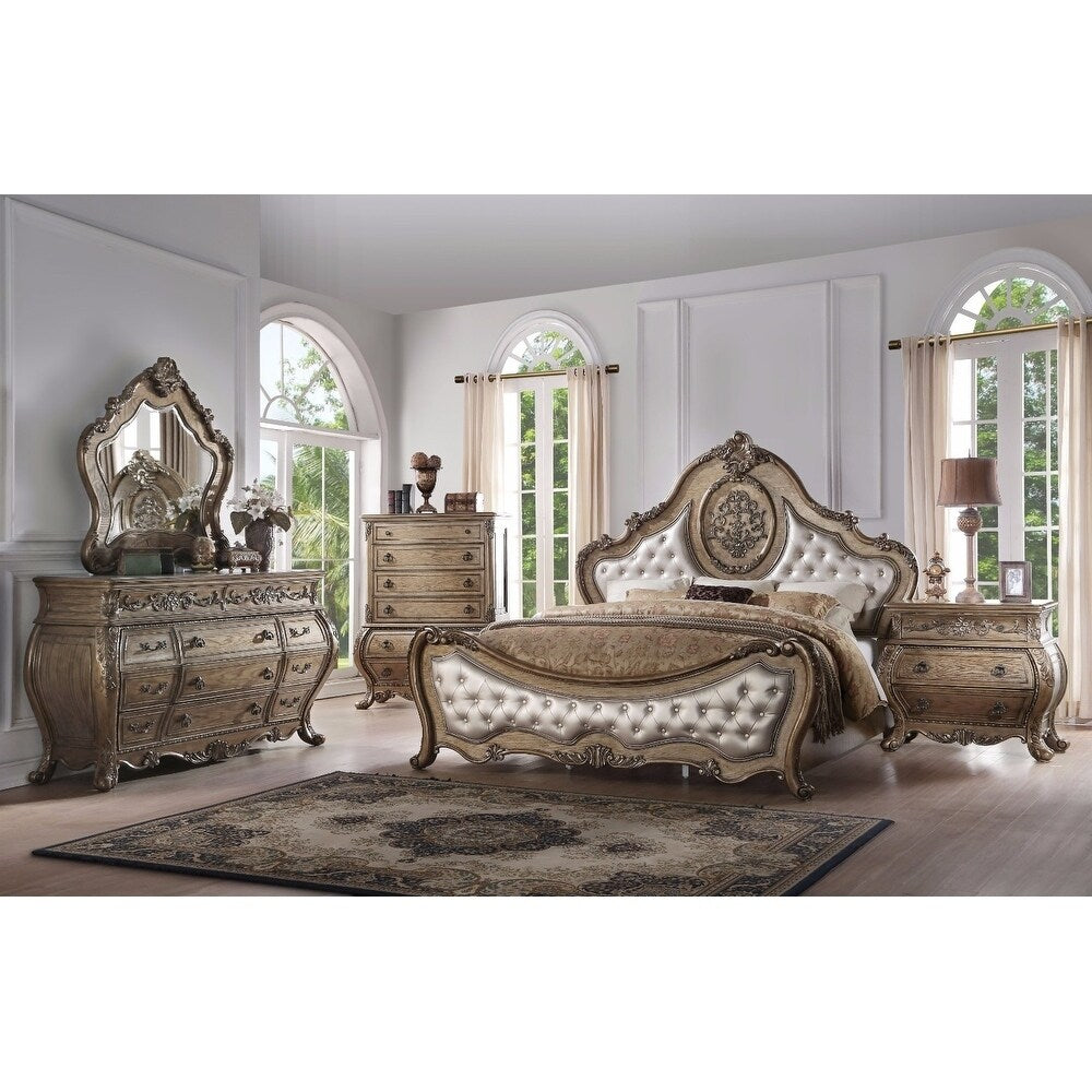 Traditional Elegant Style Queen Size Arched Panel Bed Brown