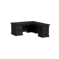 Traditional Executive Wood Double Pedestal L Desk Corner Desk Office Table Black