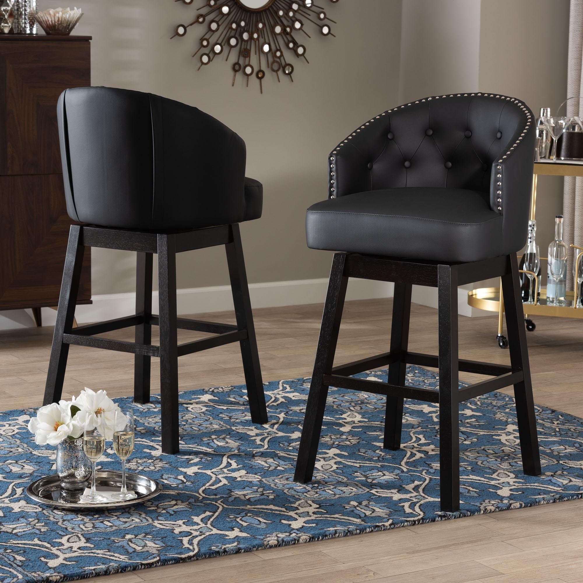 Traditional Faux Leather 30 Bar Stool By Baxton Studio