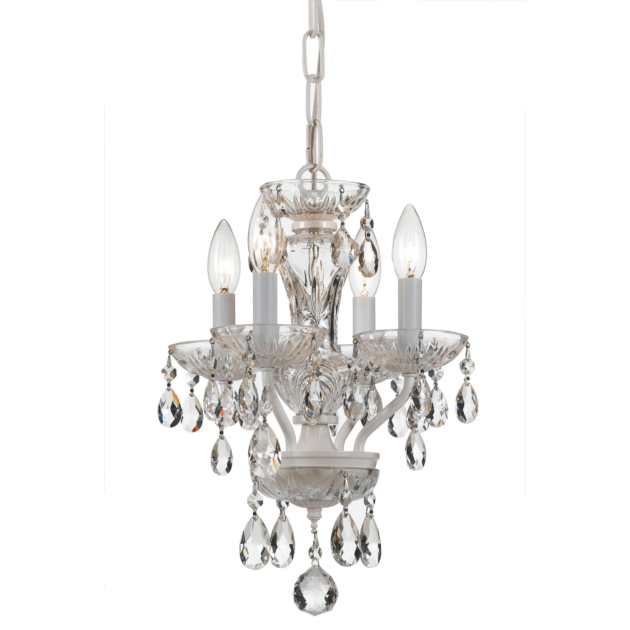 Crystorama Traditional Collection 4 Light Wet White Italian Crystal Mini Chandelier