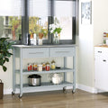 Traditional Kitchen Island With Stainless Steel Top Dining Room Kitchen Cart With 2 Tier Open Shelves