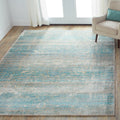 Traditional Light Blue Mist Floral Distressed Rug 12 X 15