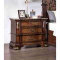Traditional Nightstand Brown Cherry Finish With Marble Top
