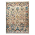 Traditional Sand Light Blue Floral Distressed Rug 12 X 15