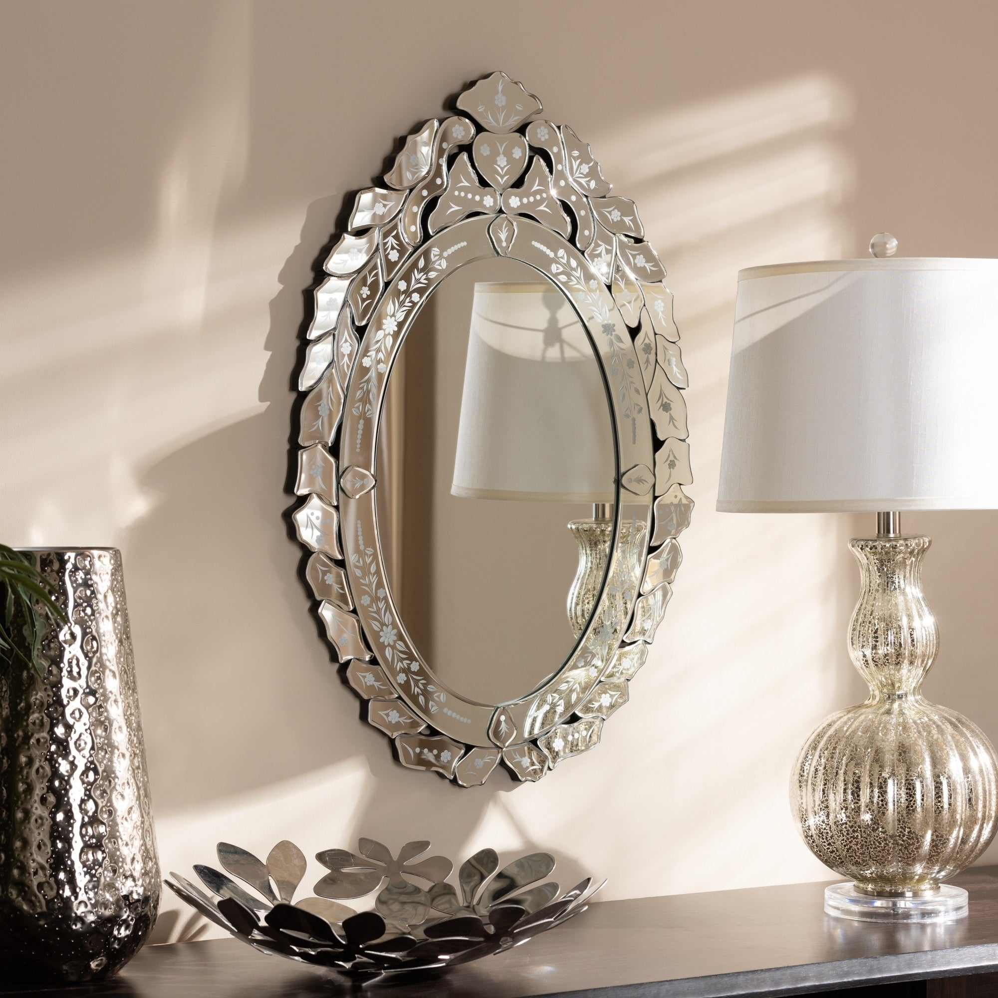 Traditional Silver Venetian Style Wall Mirror By Baxton Studio Antique Silver