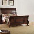 Traditional Style 1Pc Bed Set 3 Panel Headboard And Footboard Dark Cherry Finish