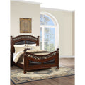 Traditional Style 1Pc Bed Set Floral Design Bun Feet Dark Cherry Finish