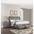 Traditional Style 3Pc Bed 2X Nightstand Set Metal Handles Bun Feet Light Gray Finish