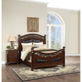 Traditional Style 3Pc Bed 2X Nightstand Set Round Knobs Pull Handles Dark Cherry