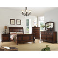 Traditional Style Bed Set 3 Panel Headboard Bun Feet Dark Cherry Finish