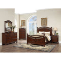 Traditional Style Bed Set Carved Detail Round Knobs Dark Cherry Finish