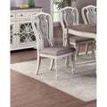 Traditional Style Dining Side Chairs Upholstered Seat Antique White Finish