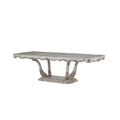 Traditional Style Dining Table With Scrolled Floral Motifs Cream