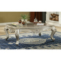 Traditional Style Rectangular Wood And Marble Coffee Table Silver