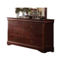 Traditional Style Wooden Dresser With Six Drawers Cherry Brown