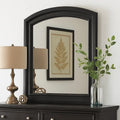 Traditional Style Wooden Frame Dresser Mirror With Curved Top Black