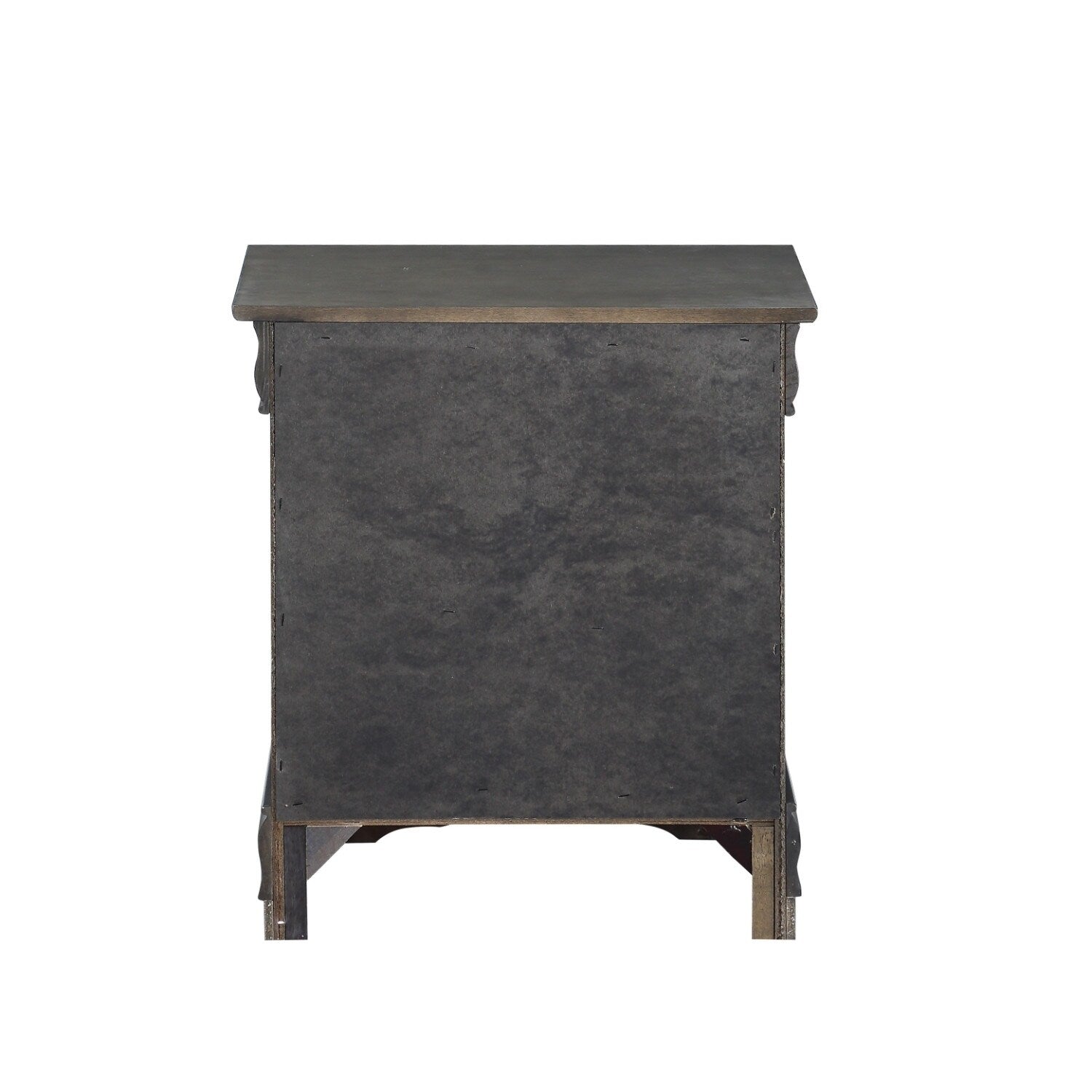 Traditional Style Wooden Nightstand With Two Drawers And Metal Handles Dark Gray
