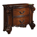 Traditional Style Wooden Nightstand With Two Drawers Cherry Brown
