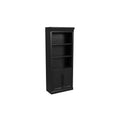 Traditional Wood Bookcase With Doors Office Storage Fully Assembled Black