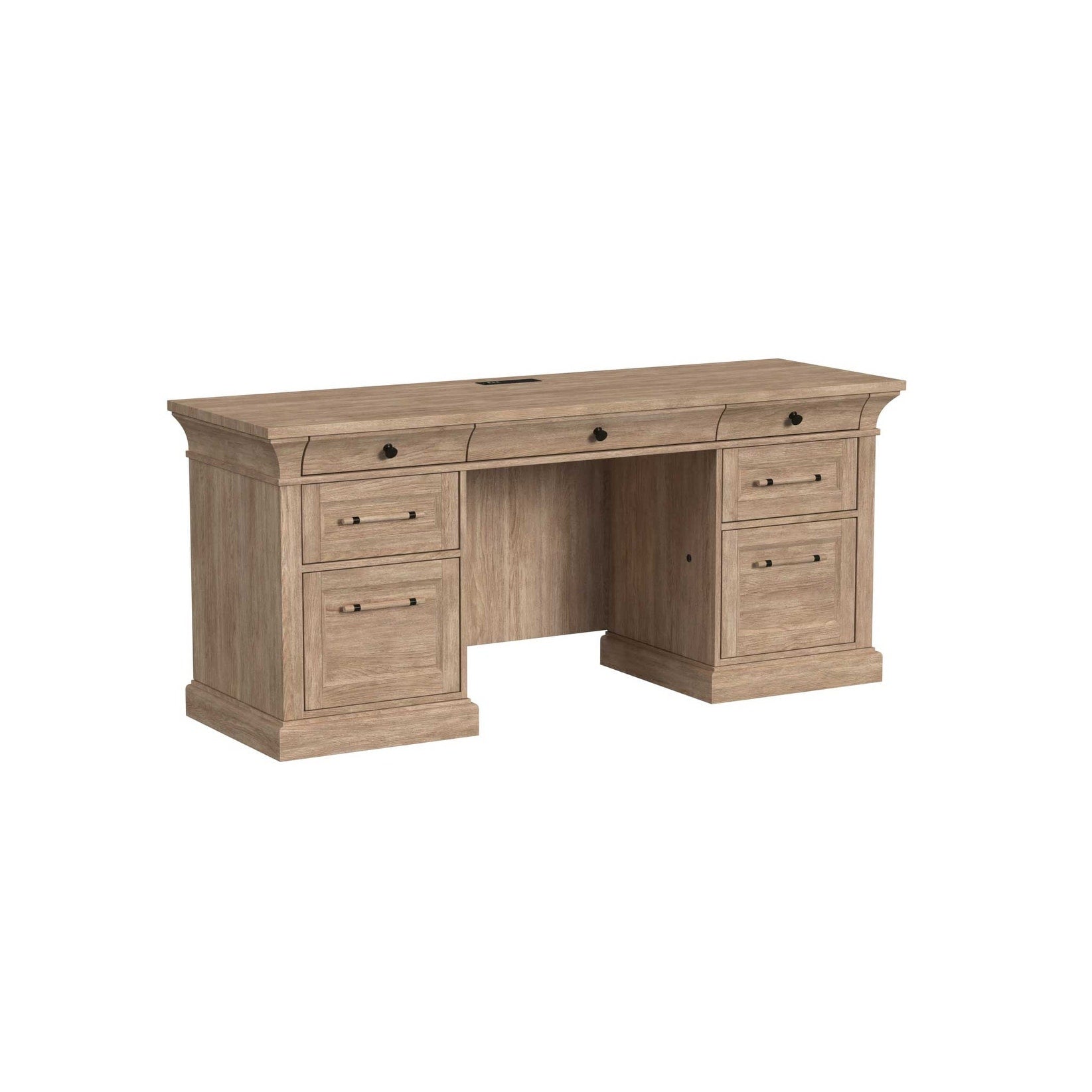 Traditional Wood Executive Desk Storage Office Credenza Fully Assembled Black