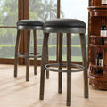 Traditional Wood Faux Leather Counter Height Stool Set Of 2