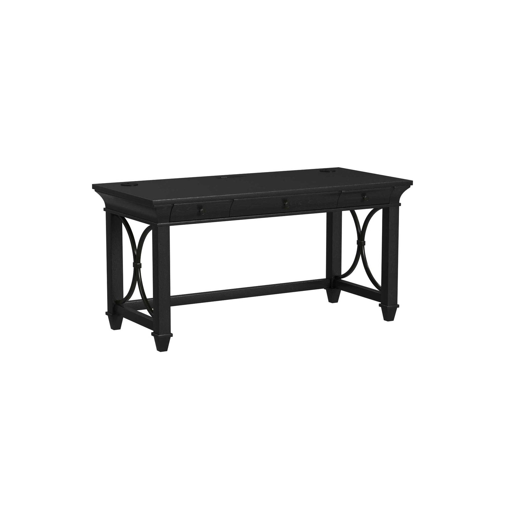Traditional Wood Writing Desk Office Table With Drawers Black