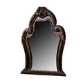 Traditional Wooden Mirror With Oversized Polyresin Scrollwork Brown