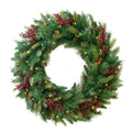 Traditional Woodland Berry Wreath B O W Warm White Multi Led Lights