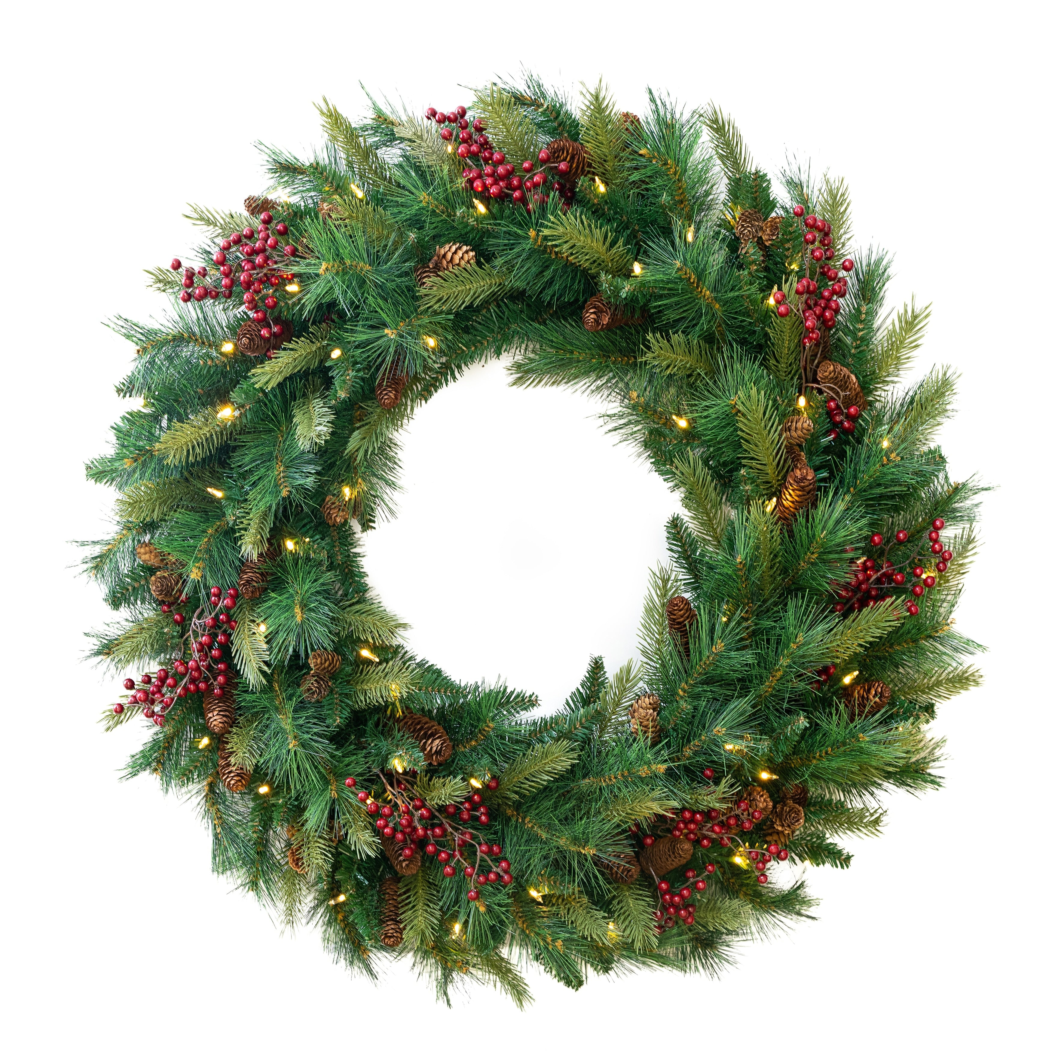 Traditional Woodland Berry Wreath B O W Warm White Multi Led Lights