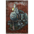 Train Mixed Media Iron Hand Painted Dimensional Wall Art