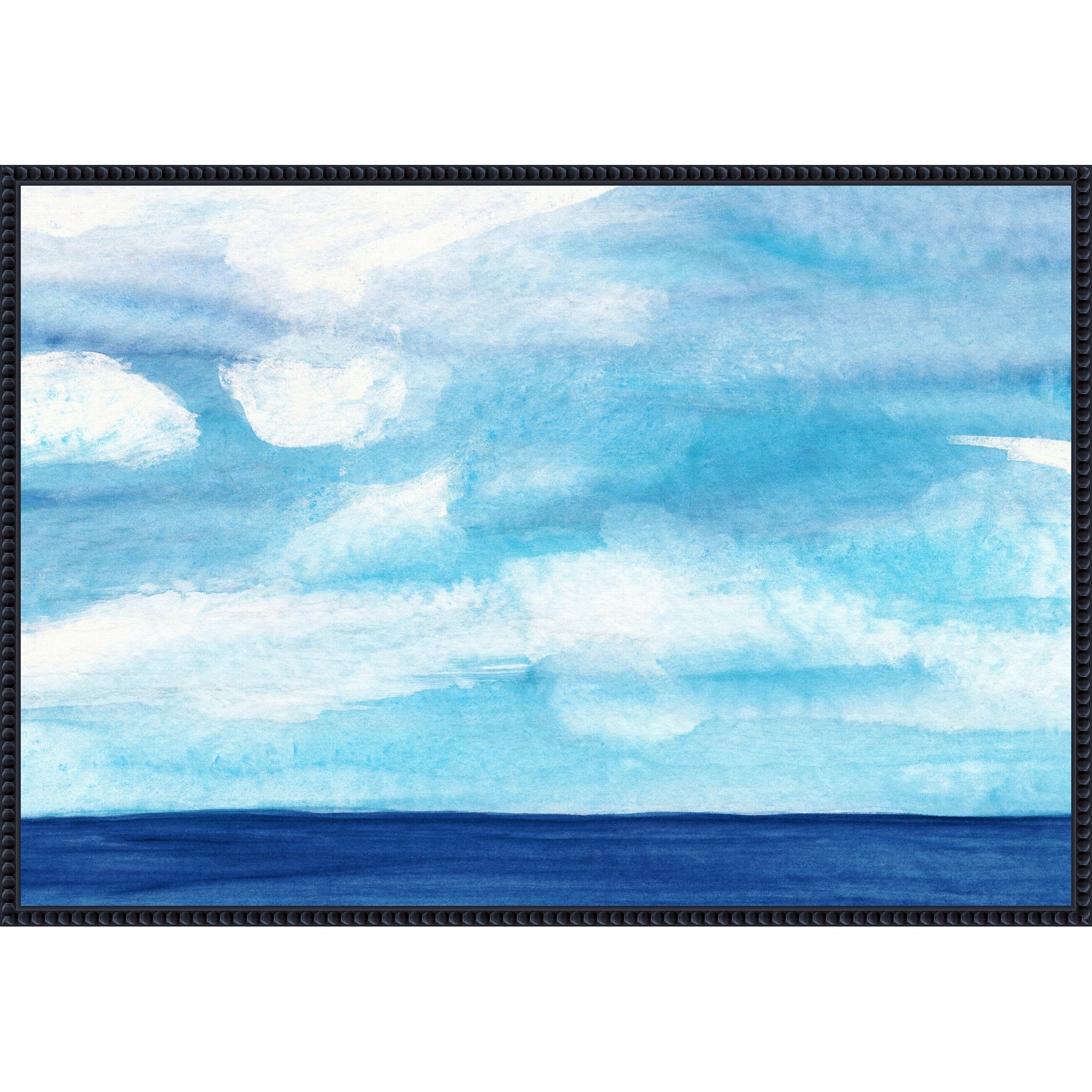 Tranquil Blue Ocean With Cloudy Skies By Danushka Abeygoda Framed Canvas Wall Art Print