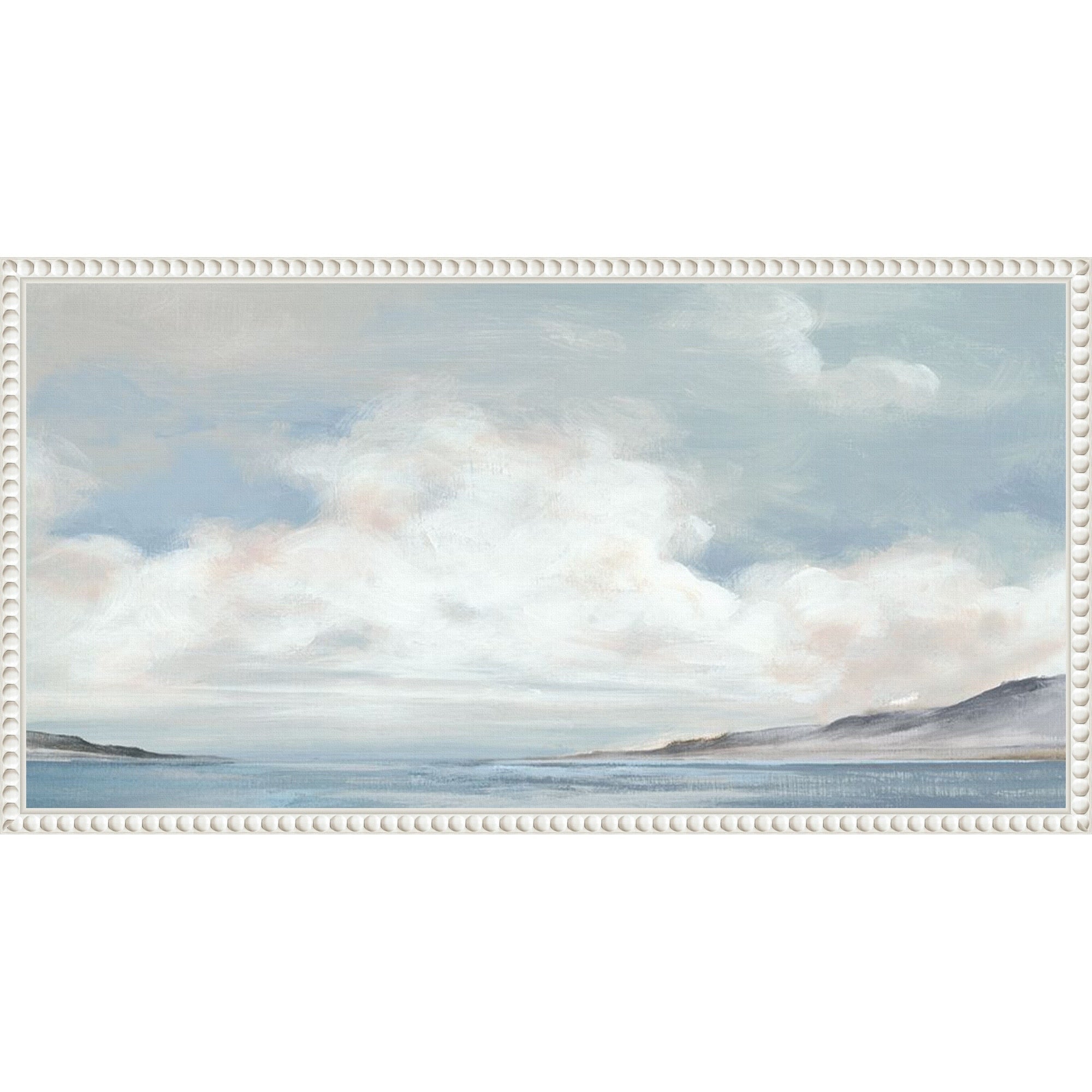 Tranquil Coastline Beneath Expansive Sky By Luna Mavis Framed Canvas Wall Art